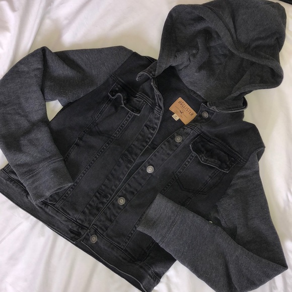 hollister black denim jacket mens